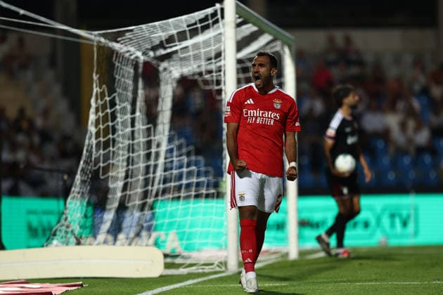 August 17, 2026, Rio Maior, Santarem, Portugal: VANGELIS PAVLIDIS of Lisboa Benfica celebrating a goal during the Liga Portugal Betclic 26 27 match between SL Benfica and Casa Pia AC at Estadio Municipal de Rio Maior on August 17 2026, in Rio Maior, Portugal. Rio Maior Portugal - ZUMAa269 20260817_zsp_a269_045 Copyright: xSandroxAlemaox