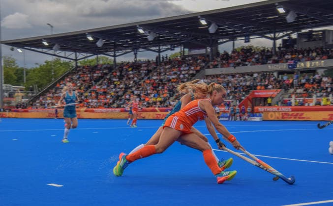 Joosje Burg (16 Netherlands Hockey Team) during the FIH World Cup game between Australia and Netherlands at Wagener stadion, Amstelveen, Netherlands.  Copyright: xArnexvanxderxBenx xSPPx Sportspressphoto_SPR210358
