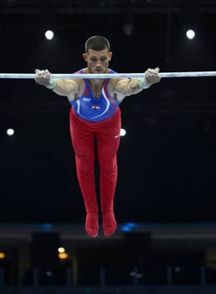 Media Day of Croatia Men s gymnastics team Ilia Kovtun of Croatia performs on the Horizontal Bar during a media day ahead of the 37th European Championships in Men™s Artistic Gymnastics at Arena Zagreb on August 17, 2026., in Zagreb, Croatia.  MarkoxLukunic PIXSELL