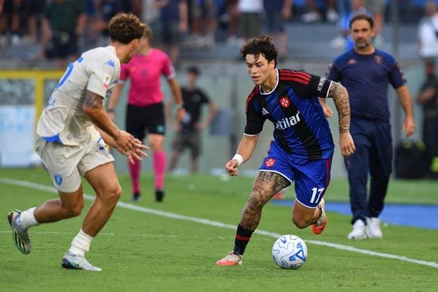 SOCCER - Coppa Italia - Pisa SC vs. Empoli FC Photo by IPA ABACAPRESS.COM87584249 - Emanuele Rao (Pisa) was stopped by Matteo Egan (Empoli) during the Pisa SC vs. Empoli FC Coppa Italia match in Pisa, Italy, on August 17, 2026 Pisa Italy  Copyright: xIPAxSport ABACAx