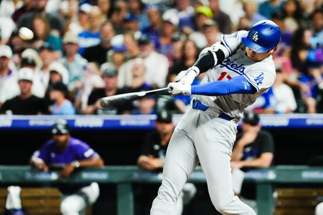 August 17, 2026 Baseball: Shohei Ohtani of the Los Angeles Dodgers hits his 29th home run of the season, a two-run homer in the sixth inning, during the MLB, Baseball Herren, USA regular season game against the Colorado Rockies at Coors Field in Denver, Colorado, USA.  aflo_341338564 TakashixKurosawax