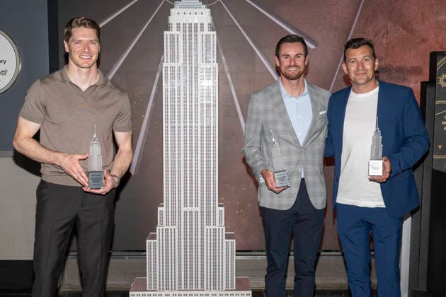 August 17, 2026, New York, New York, USA: JOSEF NEWGARDEN, KYLE KIRKWOOD and WILL BUXTON light the Empire State Building in New York to celebrate the Freedom 250 Grand Prix. 17 August 2026 New York USA - ZUMAa265 0864332105st Copyright: xEricxAcquayex