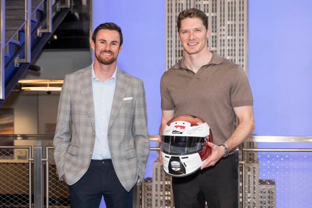 August 17, 2026, New York, New York, USA: KYLE KIRKWOOD and JOSEF NEWGARDEN light the Empire State Building in New York to celebrate the Freedom 250 Grand Prix. 17 August 2026 New York USA - ZUMAa265 0864332221st Copyright: xEricxAcquayex