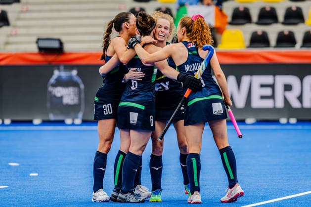 2026 Women s FIH Hockey World Cup Pool C, Belfius Hockey Arena, Wavre, Belgium 18 8 2026 New Zealand vs Ireland Ireland™s Rosin Upton celebrates scoring their second goal from a penalty stroke with teammates Rosin Upton celebrates scoring their second goal from a penalty stroke with teammates 18 8 2026  Copyright: xRodrigoxJaramillox RJ2_3498 20260818