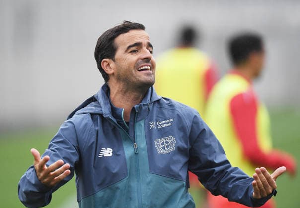 18.08.2026, xophax, Fussball 1.Bundesliga, Bayer 04 Leverkusen , Training , Saison 2026 2027. Trainer Carles Martinez Novell ( Bayer 04 Leverkusen ) Leverkusen *** August 18, 2026, xophax, Soccer, Bundesliga 1, Bayer 04 Leverkusen, Practice, 2026–2027 Season, Coach Carles Martinez Novell, Bayer 04 Leverkusen, Leverkusen