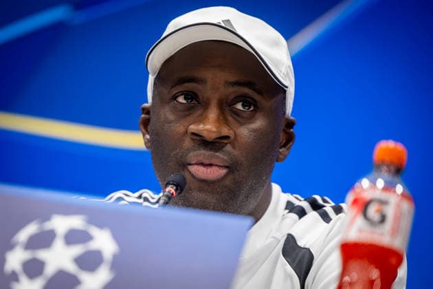 SLOVAN BRATISLAVA - CELJE press conference, PK, Pressekonferenz Head coach of Slovan Yaya Toure during press conference ahead of the first leg of play off round of UEFA Champions league football match between SK SLovan Bratislava and Celje at the Tehelne Pole Narodny futbalovy stadion. Bratislava, Slovakia, August 18, 2026. Copyright: xx 080A8068