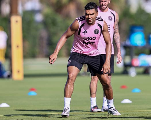 FORT LAUDERDALE, FL - AUGUST 18: Casemiro (5) of Inter Miami CF attends an Inter Miami Training Session at Florida Blue Training Center on August 18, 2026 in Fort Lauderdale, Florida. (Photo by Chris Arjoon Icon Sportswire) SOCCER: AUG 18 Inter Miami CF Training EDITORIAL USE ONLY Icon2608180000024