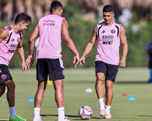 FORT LAUDERDALE, FL - AUGUST 18: Luis Suarez (9) of Inter Miami CF attends an Inter Miami Training Session at Florida Blue Training Center on August 18, 2026 in Fort Lauderdale, Florida. (Photo by Chris Arjoon Icon Sportswire) SOCCER: AUG 18 Inter Miami CF Training EDITORIAL USE ONLY Icon2608180000033