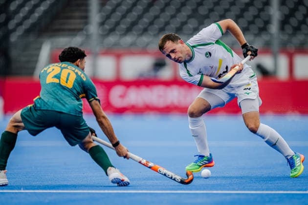 2026 Men s FIH Hockey World Cup Pool C, Belfius Hockey Arena, Wavre, Belgium 18 8 2026 Ireland vs South Africa Ireland™s Luke Witherow with Luke Wynford of South Africa Luke Witherow with Luke Wynford 18 8 2026  Copyright: xx WP7_1075 20260818