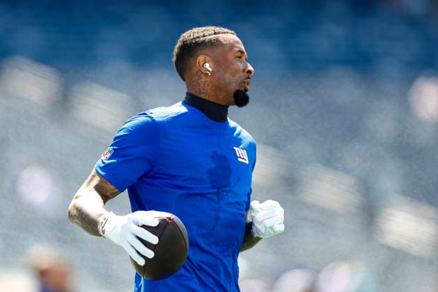 NFL, American Football Herren, USA 2026: Vikings Vs Giants AUG 15 August 15, 2026: Before the game, New York Giants wide receiver Odell Beckham Jr. (3) warms up in a NFL preseason game at MetLife Stadium in East Rutherford, NJ. The Minnesota Vikings defeated the New York Giants 13-10. Shaquan Woody Cal Media(Credit Image: Â Shaquan Woody Cal Sport Media) East Rutherford Nj USA EDITORIAL USE ONLY Copyright: xx ZUMA-20260815_faf_c04_144.jpg ShaquanxWoodyx csmphotothree511871