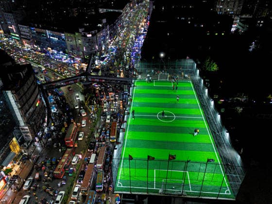 Football, a football pitch on a rooftop in Dhaka, Bangladesh