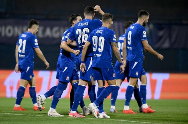 GNK Dinamo Zagreb v Viking - UEFA Champions League 2026 27 Play-Offs First Leg Players of GNK Dinamo Zagreb celebrate after Dion Drena Beljo of GNK Dinamo Zagreb scores a goal for 1:0 during the UEFA Champions League 2026 27 play-offs first leg match between GNK Dinamo Zagreb and Viking at Maksimir Stadium on August 18, 2026 in Zagreb, Croatia.  MarkoxLukunic PIXSELL