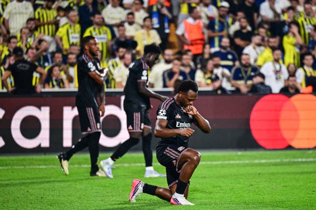 Fenerbahce v Olympique Lyonnais - UEFA Champions League ISTANBUL, TURKIYE - AUGUST 18: Lois Openda of Olympique Lyonnais celebrates after score a goal the UEFA Champions League play-off round first-leg match between Fenerbahce and Olympique Lyonnais at Chobani Stadium on August 18, 2026, in Istanbul, Turkiye. Cem Tekkesinoglu Anadolu Istanbul Turkey. Editorial use only. Please get in touch for any other usage.  Copyright: x2026xAnadoluxCemxTekkesinoglux