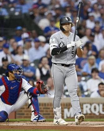 Baseball: White Sox vs. Cubs Chicago White Sox first baseman Munetaka Murakami draws a walk in the first inning of a baseball game against the Chicago Cubs at Wrigley Field in Chicago on Aug. 18, 2026.  A14AA0005626194P
