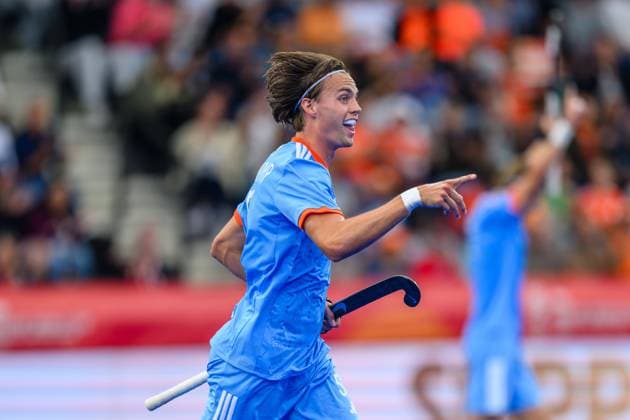 AMSTELVEEN, 18-08-2026, Wagener Stadion, FIH Hockey World Cup 2026 Men, 2026. Duco Telgenkamp scores and celebrates during the game Argentina - Netherlands (men). Argentina - Netherlands (men)  x205844060x Copyright: