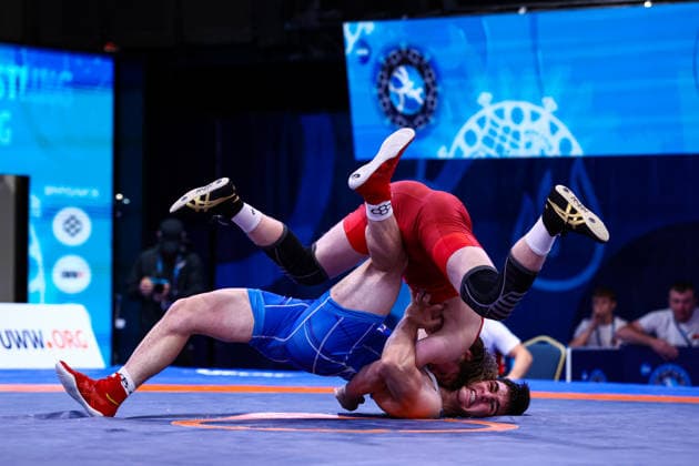 U20 World Championships 82kg GR - Kiryl Valeuski (BLR) df. Ismail Bereket (TUR) *** U20 World Championships, 82 kg, Greco-Roman: Kiryl Valeuski (BLR) defeated Ismail Bereket (TUR) Copyright: xJakexKirkmanx