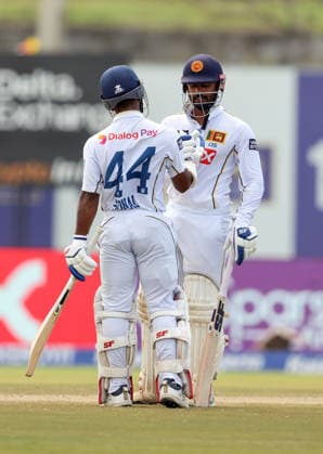 IND vs SL: Day 5 of 1st Test Galle Sri Lanka , Aug 19 (ANI): Sri Lanka s captain Dhananjaya de Silva and Sonal Dinusha on the fifth day of the first test match between India and Sri Lanka at Galle International Stadium, in Galle on Wednesday. Galle Sri Lanka Copyright: xANIx ANI_20260819046