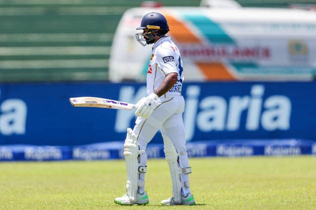 IND vs SL: Day 5 of 1st Test Galle Sri Lanka , Aug 19 (ANI): Sri Lanka s Niroshan Dickwella gets dismissed by India s Prasidh Krishna on the fifth day of the first test match between India and Sri Lanka at Galle International Stadium, in Galle on Wednesday. Galle Sri Lanka Copyright: xANIx ANI_20260819125