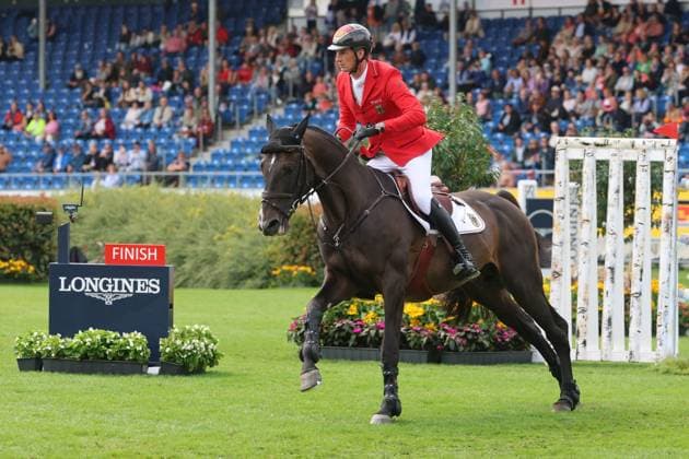 Daniel Deusser (GER, Deutschland, Germany) mit Pferd Otello de Guldenboom, 3 deutscher Teamreiter mit 0 Fehler und guter Zeit, Springen, FEI Jumping World Championship, WM, Weltmeisterschaft , Turkish Airlines-Prize, Einzel und Teamwertung, Jumping , AACHEN - FEI World Championships 2026, Weltfest des Pferdesports, Reitsport Weltmeisterschaft 2026, Aachen 2026, Welcome Home 2026, Aachener Soers, 11. bis 23. August 2026, Reitsport, 19.08.2026, Aachen Aachener Soers Deutschland *** Daniel Deusser GER, Germany, riding Otello de Guldenboom, one of three German team riders with a clear round and a good time, show jumping, FEI Jumping World Championship, Turkish Airlines Prize, individual and team standings, show jumping, AACHEN FEI World Championships 2026, World Equestrian Festival, 2026 World Equestrian Championships, Aachen 2026, Welcome Home 2026, Aachen Soers, August 11–23, 2026, Equestrian Sports, August 19, 2026, Aachen Soers, Germany
