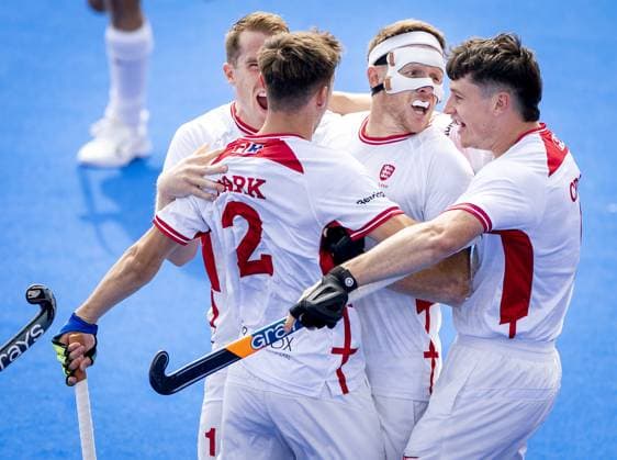 AMSTELVEEN - Sam Ward of England celebrates the 1-0 during the group stage match at the Hockey World Cup between England and Wales at the Wagener Stadium. KOEN VAN WEEL ANP xVIxANPxSportx xxANPxIVx 565813492 originalFilename: 565813492.jpg