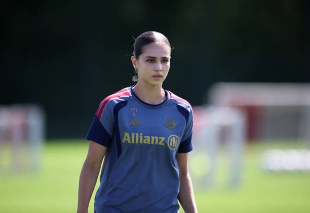 Fussball, Frauen, Saison 2026 2027, FC Bayern München, Training, Campus Kassandra Potsi (FC Bayern München) Kopf, Oberkörper *** Soccer, Women, 2026–2027 Season, FC Bayern Munich, Practice, Campus Kassandra Potsi FC Bayern Munich Head, Upper Body