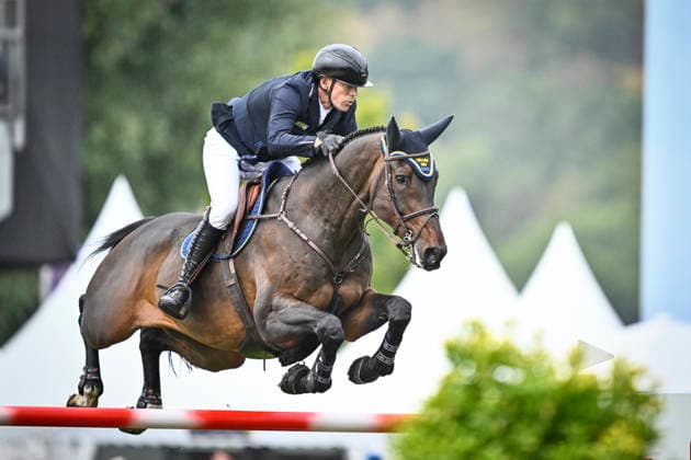 AACHEN, TYSKLAND 20260819 Peder Fredricson, Sverige, pa hästen Alcapone des Carmille, som tappar framskorna vid onsdagens hoppning, lag tävling, under ryttar-VM i Aachen. *** Bilden ingar i SPORTPAKET. För övriga BETALBILD ** AACHEN TYSKLAND x10050x *** AACHEN, GERMANY 20260819 Peder Fredricson of Sweden, riding Alcapone des Carmille, loses his front shoes during Wednesday s show jumping team competition at the World Equestrian Championships in Aachen *** This image is included in the SPORTS PACKAGE. For other images, see PAID CONTENT ** AACHEN, GERMANY x10050x  Copyright: xPontusxLundahl TTx RYTTAR-VM 2026