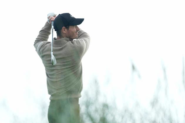 BALMEDIE, SCOTLAND - AUG 19: Andy Murray, former Tennis player, plays from the third tee during Practice at the 2026 Nexo Championship at the Trump International Golf Links, Balmedie on August 19, 2026 in Aberdeenshire, Scotland The 2026 Nexo Championship