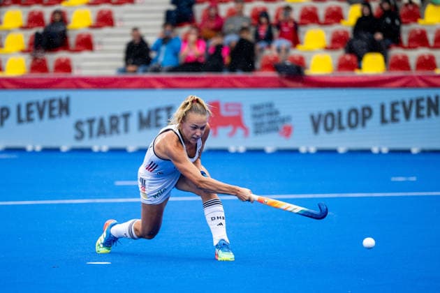 19.08.2026, BEL, Hockey, Frauen, FIH Weltmeisterschaft, Länderspiel, USA vs Deutschland Jette Fleschütz ( Deutschland, 28 ) trifft das Tor zum 0:1 per Penalty, Wavre Belfius Arena Wallonisch-Brabant Belgien *** August 19, 2026, BEL, Hockey, Women, FIH World Championship, International Match, USA vs. Germany; Jette Fleschütz of Germany scores the 0-1 goal on a penalty shot, Wavre Belfius Arena, Walloon Brabant, Belgium Copyright: xNordphoto Memmlerx