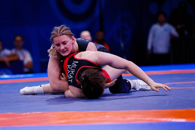 U20 World Championships 62kg WW - Leonie Steigert (GER) df. Zhaidar Mukat (KAZ) *** U20 World Championships, 62 kg, WW: Leonie Steigert (GER) def. Zhaidar Mukat (KAZ) Copyright: xKostadinxAndonovx