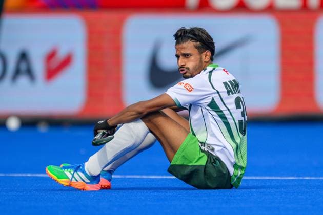 AMSTELVEEN, 19-08-2026, Wagener Stadion, FIH Hockey World Cup 2026 Men, 2026. Muhammad Ammad disappointed after the lost game Pakistan - India (men). Pakistan - India (men)  x205849850x Copyright: