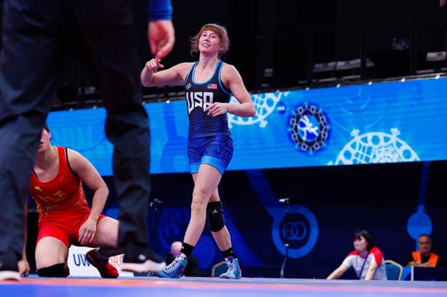 U20 World Championships 55kg WW - Everest Shea Leydecker (USA) df. Meilin Zhou (CHN) *** U20 World Championships, 55kg Open Weight: Everest Shea Leydecker (USA) defeated Meilin Zhou (CHN) Copyright: xKostadinxAndonovx