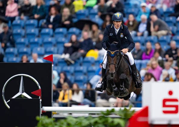 AACHEN, TYSKLAND 20260819 Sveriges Henrik von Ackermann med hästen Minute Man under första rundan i lagtävlingen vid ryttar-VM i Aachen. AACHEN TYSKLAND x10050x *** AACHEN, GERMANY 20260819 Sweden s Henrik von Ackermann with his horse Minute Man during the first round of the team competition at the World Equestrian Games in Aachen AACHEN GERMANY x10050x  Copyright: xPontusxLundahl TTx RYTTAR-VM 2026