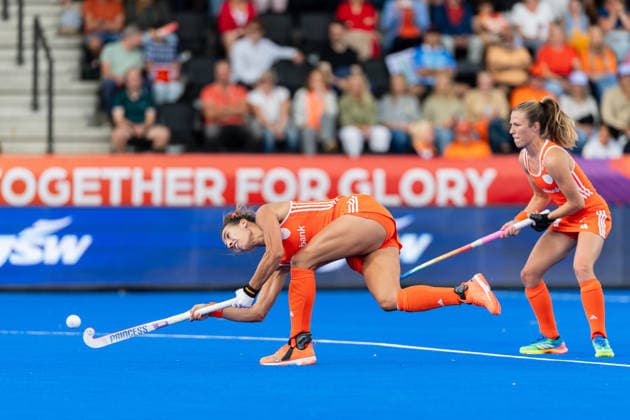 Netherlands Women v Japan Women - FIH Hockey World Cup AMSTELVEEN, NETHERLANDS - AUGUST 19: Frédérique Matla of Netherlands during the FIH Hockey World Cup match between Netherlands Women and Japan Women at Wagener Stadion on August 19, 2026 in Amstelveen, Netherlands. Amstelveen Wagener Stadion Netherlands Content not available for redistribution in The Netherlands directly or indirectly through any third parties. Copyright: xMarcelxvanxPlateringenx