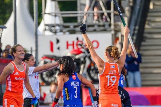 AMSTELVEEN, 19-08-2026, Wagener Stadion, FIH Hockey World Cup 2026 Women, 2026. Marijn Veen scores and celebrates during the game Netherlands - Japan (women). Netherlands - Japan (women)  x205850823x Copyright: