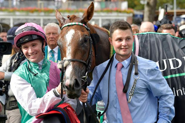 19.08.2026, York, North Yorkshire, GBR - Item with Colin Keane after winning the Juddmonte International Stakes. York racecourse. (Pferd, Jockey, Item, Keane, Sieg) 260819C950YORK.JPG *** August 19, 2026, York, North Yorkshire, UK Photo of Colin Keane after winning the Juddmonte International Stakes at York Racecourse Horse, Jockey, Photo, Keane, Victory 260819C950YORK JPG