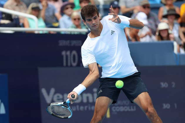 August 19, 2026, Mason, Oh, USA: Cincinnati Open Tennis 2026 - Rafael Jodar hits a ball against Flavio Cobolli in the Cincinnati Open Tennis Tournament held in Mason OH. 2026 08 19. ZUMAPress Mason USA - ZUMAn24_ 20260819_zaf_n24_040 Copyright: xWallyxNellx