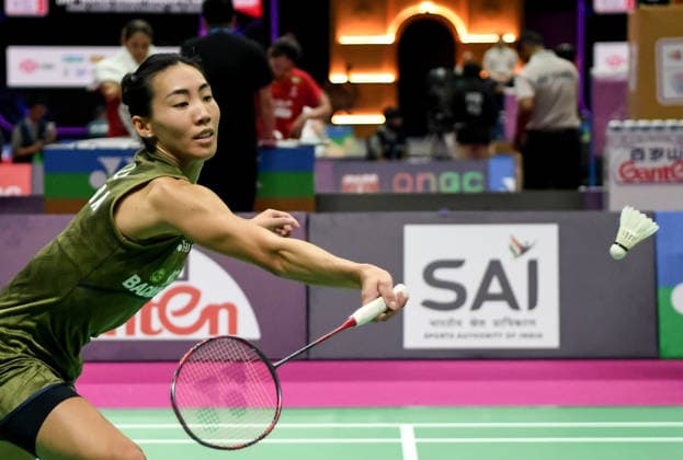 BWF World Championship, WM, Weltmeisterschaft 2026, India vs Canada, women s singles New Delhi, Aug 19 (ANI): Canada™s Michelle LI in action during the women s singles Round of 32 match against India s Unnati Hooda at the BWF World Championship 2026 at Indira Gandhi Indoor Stadium, in New Delhi on Wednesday. NEW DELHI Delhi India Copyright: xANIx ANI_20260819321