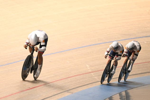 2026 UCI Junior Track World Championships Picture by Mathew Wells SWpix.com - 19 08 2026 - Cycling - 2026 UCI Junior Track World Championships - Heusden-Zolder, Flanders, Belgium - Men™s Team Sprint First Round - Kristian Larigo, Charlie Holt, Ioan Hepburn of Great Britain Copyright: x xSWpix.comx(t axPhotographyxHubxLtd)xMathewxWells SWpix.comx SWP-3030-18205