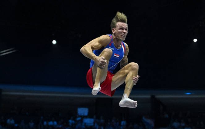 37th European Championships and 15th European Junior Championships in MenÂ s Artistic Gymnastics Aurel Benovic of Croatia competes on the vault during qualification on day 1 of the 2026 Men s Artistic Gymnastics European Championships at Arena Zagreb on August 19, 2026 in Zagreb, Croatia.  MarkoxLukunic PIXSELL