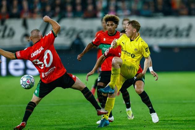 NIJMEGEN , 19-08-2026 , Stadium De Goffert , season 2026 2027 , UEFA Champions League play-offs 1st leg football , match between NEC Nijmegen and Bodo Glimt , picture shows NEC player Noe Lebreton NEC - Bodo Glimt  x205853597x Copyright: