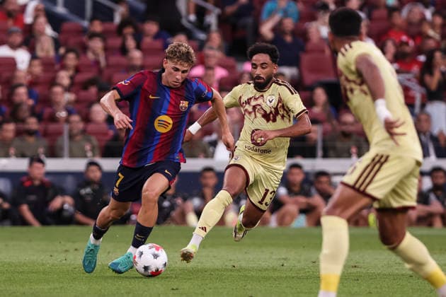 August 19, 2026, Barcelona, Barcelona, SPAIN: Fermin Lopez of FC Barcelona, Barca and Marawan Attia of Al-Ahly FC in action during the Joan Gamper Trophy, football match played between FC Barcelona and Al-Ahly FC at Spotify Camp Nou stadium on August 19, 2026 in Barcelona, Spain. Barcelona SPAIN - ZUMAa181 20260819_zaa_a181_045 Copyright: xJavierxBorregox