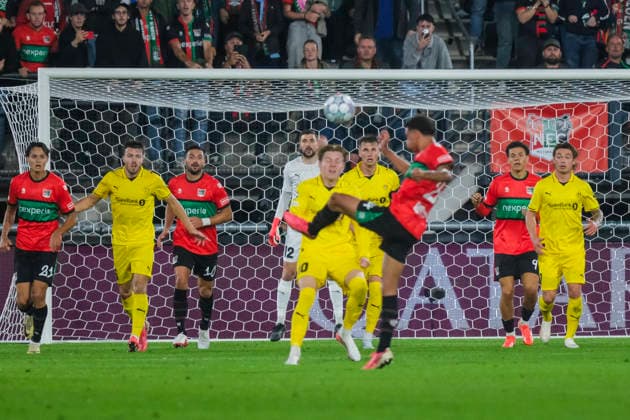 Champions League-kvalifisering, playoff: NEC Nijmegen - Bodo Glimt Nijmegen 20260819. playoff-kampen i Champions League-kvalifiseringen mellom mellom NEC Nijmegen og Bodo Glimt pa Goffertstadion. Foto: Patrick Post NTB Nijmegen Nederland EDITORIAL USE ONLY. RESTRICTED USE FOR BETTING COMPANIES Ref:_SPOfG47C3YHQIc.jpg *** Champions League Qualifying, Playoff: NEC Nijmegen vs. Bodo Glimt, Nijmegen, August 19, 2026. The Champions League qualifying playoff match between NEC Nijmegen and Bodo Glimt at Goffert Stadium. Photo by Patrick Post, NTB, Nijmegen, Netherlands. EDITORIAL USE ONLY. RESTRICTED USE FOR BETTING COMPANIES.  Copyright: xPatrickxPostx xNTBx
