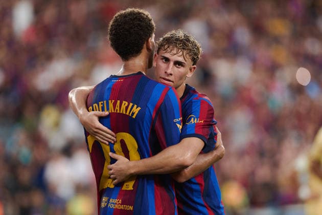 ESP: La Festa del Gamper Estrella Damm FC Barcelona, Barca v Al-Ahly Hamza Abdelkarim of Barcelona scores goal and celebrates during friendly match Joan Gamper Trophy 2026 La Festa del Gamper Estrella Damm FC Barcelona v Al-Ahly played at Spotify Camp Nou Stadium in Barcelona on August 19th, 2026 in Spain Barcelona Spain Futbol *** ESP La Festa del Gamper Estrella Damm: FC Barcelona vs. Al Ahly. Hamza Abdelkarim of Barcelona scores a goal and celebrates during the 2026 Joan Gamper Trophy friendly match. La Festa del Gamper Estrella Damm: FC Barcelona vs. Al Ahly was played at Spotify Camp Nou Stadium in Barcelona on August 19, 2026 in Spain Barcelona Spain Soccer Copyright: xGerardxFrancox xAgenciaxLOFx