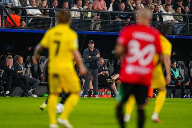 NIJMEGEN , 19-08-2026 , Stadium De Goffert , season 2026 2027 , UEFA Champions League play-offs 1st leg football , match between NEC Nijmegen and Bodo Glimt , picture shows NEC coach Dick Schreuder NEC - Bodo Glimt  x205855478x Copyright: