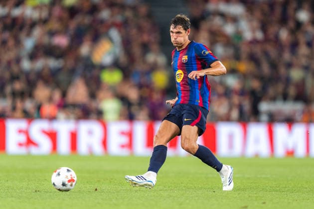 Joan Gamper Trophy between FC Barcelona, Barca and Al-Ahly in Barcelona, Spain. FC Barcelona player (15) Andreas Christensen action during Joan Gamper trophy match between FC Barcelona and Al-Ahly in Spotify Camp Nou, Barcelona, Spain, on August 19, 2026. Barcelona Spotify Camp Nou Barcelona Spain
