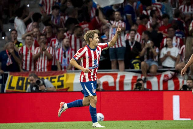 MADRID, SPAIN - AUGUST 19: Kang-In Lee (N7) celebrates his first goal for Atletico de Madrid during La Liga match between Atlético de Madrid and Malaga at the Estadio Riyadh Air Metropolitano on the 19th of august, 2026 in Madrid, Spain  Copyright: xAndresxLopezxSheridanxx xSPPx Sportspressphoto_SPR210940