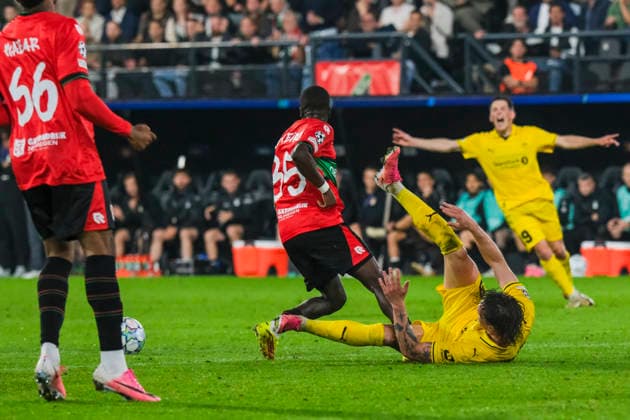 Champions League-kvalifisering, playoff: NEC Nijmegen - Bodo Glimt Nijmegen 20260819. Playoff-kampen i Champions League-kvalifiseringen mellom mellom NEC Nijmegen og Bodo Glimt pa Goffertstadion. Foto: Patrick Post NTB Nijmegen Nederland EDITORIAL USE ONLY. RESTRICTED USE FOR BETTING COMPANIES Ref:_SPO66jiGhly8_U.jpg *** Champions League Qualifying, Playoff: NEC Nijmegen vs. Bodo Glimt, Nijmegen, August 19, 2026. The Champions League qualifying playoff match between NEC Nijmegen and Bodo Glimt at Goffert Stadium. Photo by Patrick Post, NTB, Nijmegen, Netherlands. EDITORIAL USE ONLY. RESTRICTED USE FOR BETTING COMPANIES  Copyright: xPatrickxPostx xNTBx