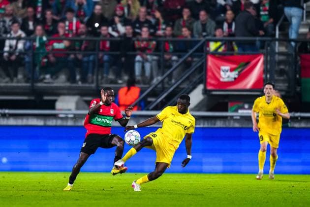 NIJMEGEN , 19-08-2026 , Stadium De Goffert , season 2026 2027 , UEFA Champions League play-offs 1st leg football , match between NEC Nijmegen and Bodo Glimt , picture shows Bodo Glimt player Joshua Gaston Kitolano NEC - Bodo Glimt  x205855798x Copyright: