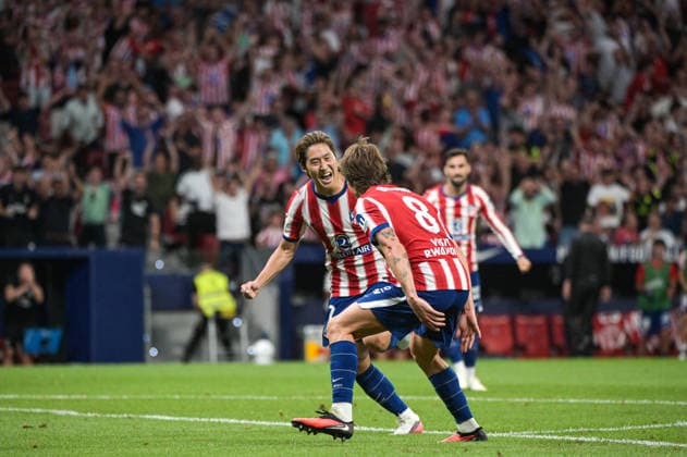 ESP: Atletico de Madrid vs Malaga CF - La Liga EA Sports MADRID, SPAIN - AUGUST 19: Kang-in Lee of Atletico de Madrid score a goal and celebrate it during the match between AtlÃ tico de Madrid and Malaga CF of La Liga EA Sports on August 19, 2026 at Riyadh Air Metropolitano Stadium in Madrid, Spain. (Photo by Samuel Carreno) Madrid Madrid Madrid Spain Copyright: xSamuelxCarrenox samcargad_190826_04