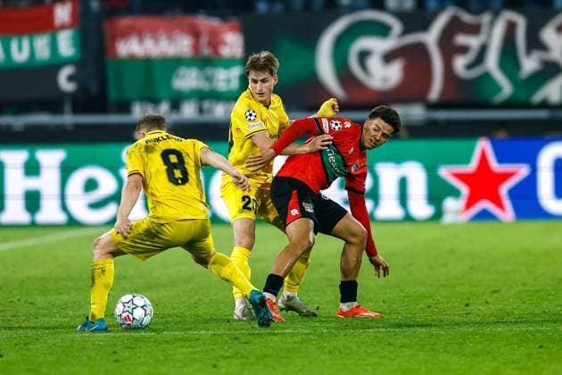 NIJMEGEN , 19-08-2026 , Stadium De Goffert , season 2026 2027 , UEFA Champions League play-offs 1st leg football , match between NEC Nijmegen and Bodo Glimt , picture shows NEC player Clement Bischoff NEC - Bodo Glimt  x205855827x Copyright: